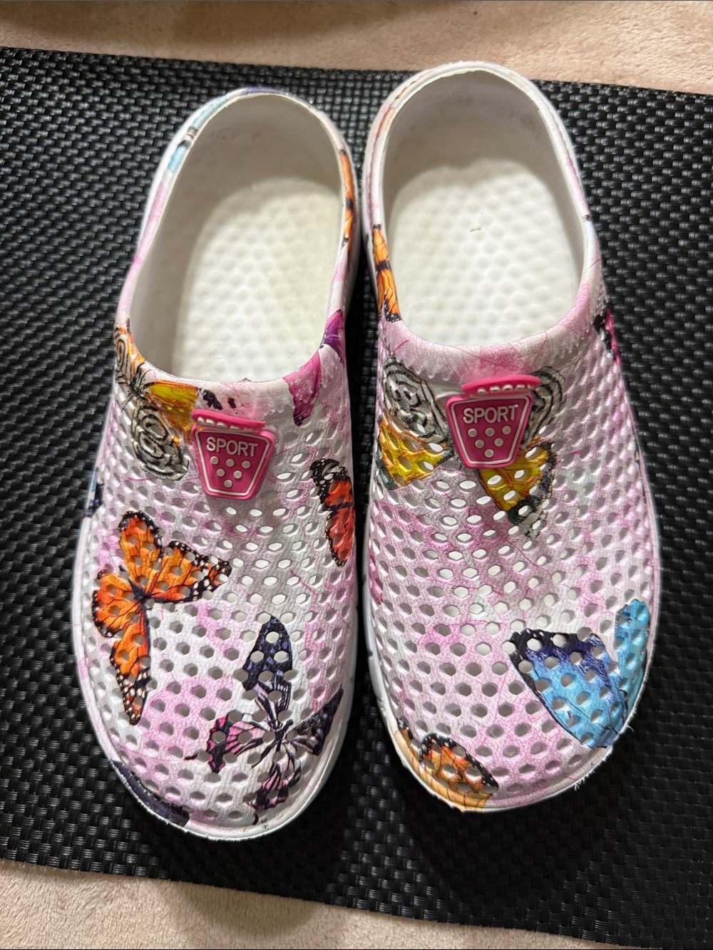 SPORT Kids' Pink Butterfly Slip-On Clogs